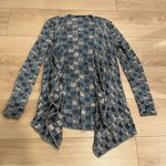 Nic+Zoe  Blue Patchwork Waterfall Open Front Cardigan Cotton Blend Size S Photo 0