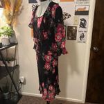 Vintage Floral Black Midi Dress with shawl Size undefined Photo 3