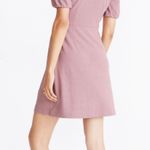 Madewell Dress Cross-Front Button Short Sleeve Mini Textured Purple 2X Photo 1
