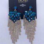 nOir luxury dangle flower crystal tassel long earrings- New Photo 5