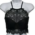 PINK - Victoria's Secret Victoria's Secret PINK Halter Bralette Bra Black Lace Cutout Racerback Small EUC Photo 0