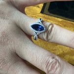 Natural Iolite Moissanite Marquise Ring Size 8 Blue Photo 3