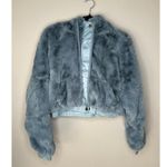 Free People MOVEMENT Love It Soft Faux Fur Zip Up Hoodie Jacket Blue Size XS Photo 4