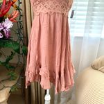 Free People Adella Crochet Slip Mini Dress in Rose Pink Photo 4