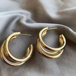 18K Gold Plated Lightweight Chunky Open Gold Hoop Earrings for Women Photo 0