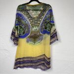 CAbi  Yellow Purple Silk Tunic Sheer Womens XS Swim Coverup Beachy Vacation Wear Photo 8