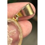 Vintage 1970s Clear Lucite Reverse Carved Rose Pendant Victorian Revival Gold Photo 3