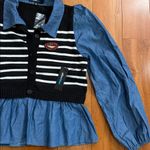 Alice Blue NWT  Cropped Sweater Vest with Denim sleeves size L Photo 3