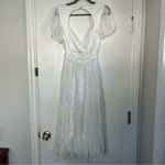 Lulu’s White Romantic Prose Lace Puffed Sleeve Midi Dress S Photo 5