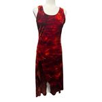 Vintage 90s Y2K Fairy Grunge Red Flame Velvet Whimsigoth Slit Dress (Size M) Size M Photo 1