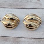 Vintage Clip On Earrings Extra Large Chunky Statement Gold Tone Photo 4