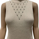 Carmen Marc Valvo Elegant Silver Beaded top size L Photo 0
