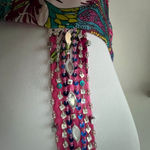Vintage Formal Dress Small Y2K Long Maxi Holiday Party Colorful Beaded Tropical Pink Photo 15