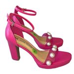 Anne Klein NWT AK  PINK PURPLE PEARL STUDDED ANKLE STRAP HEEL SANDAL 9.5 Photo 3