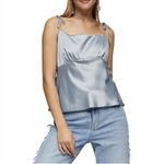 Topshop NWT  Blue Tie-Strap Satin Camisole US 6 Photo 0
