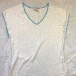 Fresh Produce Swim Cover Women's M/L Sheer White Turquoise Trim Cotton, Linen Photo 5