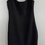 Likely  Women's Black Midi Sheath Dress Sz 4 Bow Accents Slit LBD Office Siren Photo 0