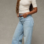 American Eagle  16 Long 16T Jean Curvy Super High Waisted Baggy Straight Strigid Photo 0