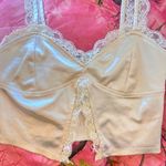 Forever 21 coquette fairy pale yellow lace silk tank crop top  Photo 6