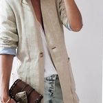 ZARA  rustic striped coat pinstripe belted blazer Bloggers favorite sz XS Photo 3