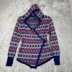 Betabrand Sweater Womens Small Blue Red Stripe Mission Wrap Cardigan Colorful Photo 1