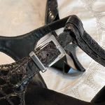 Aerosoles  Buttered Role Black Patent Leather T Strap Heels Shoes Snakeskin 10M Photo 12