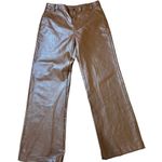 Princess Polly  cognac brown wide leg faux leather high rise pants sz 10 Photo 8