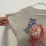 VINTAGE KORET Cream Beige Floral Short Dolman Sleeve Linen Cotton Sweater PETITE Pink Size undefined Photo 4