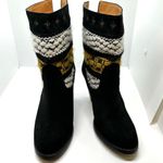COBRA SOCIETY Canon Black Embroidered White Yellow Wool Shaft Ankle Boots sz 37 Photo 11