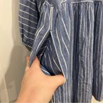 Caslon  Striped Linen Blend Dress Midi Long Sleeve Blue White Womens Size 2X Photo 4
