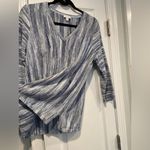 J. Jill Size M Blue White V Neck Long Sleeve Lightweight Split Hem Sweater Size M Photo 7