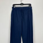 J.Crew NEW Linen Blend Slim Wide Leg Drawstring Pant Pockets Relaxed Navy US 6 Photo 4