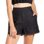 Rachel Parcell  Shorts Womens XS Eyelet Linen Black Pockets Elastic Band Stretch Photo 0