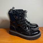 Sincerely Jules Harley Black Patent Leather Combat Boot Side Zip Gothic Punk 8 Photo 2