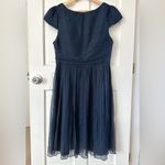 J.Crew NEW! Mirabelle Navy Blue 100% Silk Chiffon Dress Size 16 Photo 5
