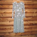 Mac Duggal 5716 Green Sequined Floral Long Sleeve High Neck Midi Dress Photo 4