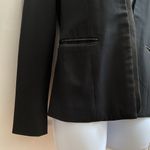 Elie Tahari Black Virgin Wool Lamb Leather Blend Pocket Blazer Size Small Photo 4