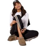 Spiritual Gangster NWT Black Wide Leg Soft Joggers Sporty Striped Pants Large Photo 2