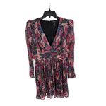 AQUA  Floral Print Long Sleeve Mini Dress V-Neck‎ Ruched Party Cocktail Photo 4