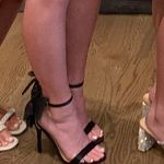 Lulus Ayanna Black Satin Bow Ankle-Strap High Heel Sandals Photo 2