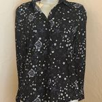 Black Patterned Career Work Casual Party Women's Top Sz Medium Photo 0