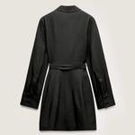 ZARA  NWT dark gray belted v neck collared mini blazer dress Photo 3