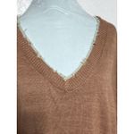 Dear John  Distressed Neck and Cuff Rust Orange V Neck Sweater Large Photo 1