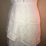 BCBGMAXAZRIA Hanah Off White Lace Dress Asymmetrical Tiered Skirt Bridal Size 4 Photo 5