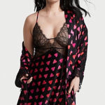 Victoria's Secret Victoria’s Secret Chemise Black Lace Trim Pink Hearts Babydoll Xs Valentines Day Photo 0