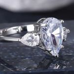 Elegant Promise Ring Inlaid Shining Evening Party Silver Ring Photo 1