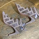 Antonio Melani Nude velvet Strappy Mesh stiletto heels Beige Buckle Leather| 8M Photo 2