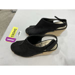 Brash Womans Espadrille Wedge Sandals 8.5 Black Peeptoe Sling Back Photo 2