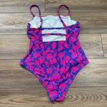 Cupshe Square Neck Ruched One-Piece Swimsuit Womens Size Large Pink Floral FLAW Photo 3