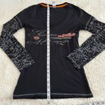 Harley Davidson Y2K Womens Logo Black Long Sleeve Shirt Villa Park, IL Sz Small Photo 4